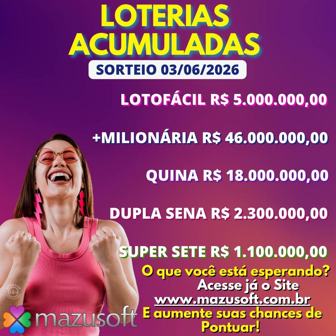 Loterias Acumuladas para esta Quarta-Feira!